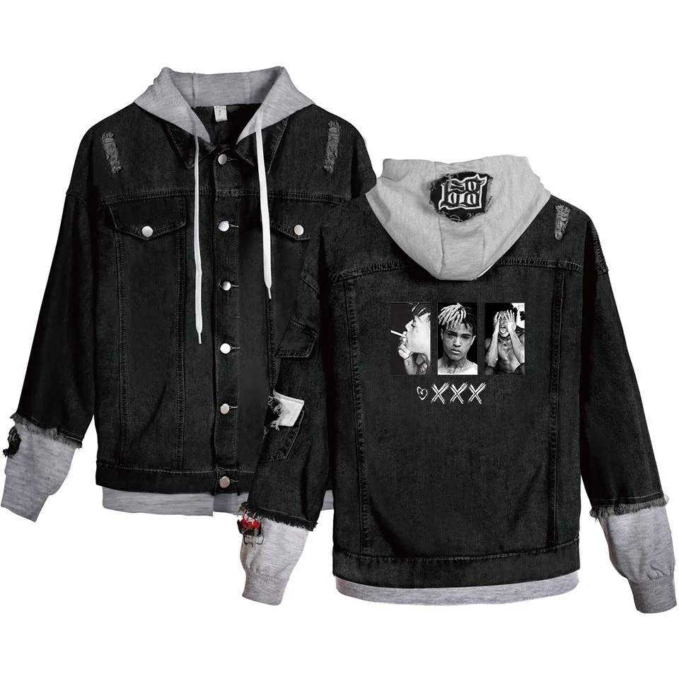Xxxtentacion Jacket4 WBDDT Xxxtentacion джинсовая куртка мужская длинная хип-хоп ветровка пальто теплая уличная джинсовая куртка мужская одежда синий черный мужской 4XL - Цвет: Xxxtentacion Jacket4