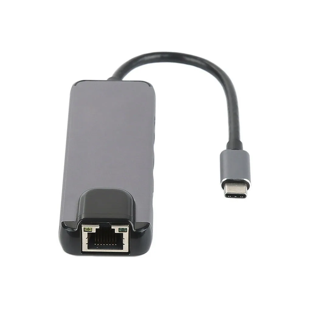 5-в-1 Тип-C адаптер USB HD RJ45 Порты и разъёмы Hub конвертер TF памяти SD кард-ридер высокое Скорость USB3.0 концентратор Зарядное устройство сетевая карта