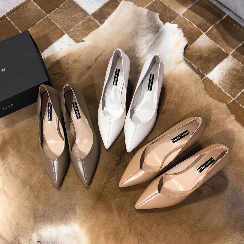 Chaussures femme; обувь на высоком каблуке; женские туфли-лодочки из натуральной кожи; простая и элегантная новая весенняя Офисная Женская обувь; zapatos mujer