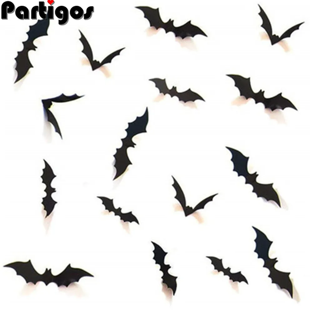

12PCS/Set Halloween 3D Bats Decorations PVC Window Stickers Wall Art Decal DIY Halloween Party Supplies House Decoration Sticker