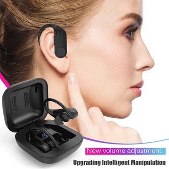

B1 TWS Sport Wireless Bluetooth 5.0 Earphones HIFI Bass Stereo Waterproof Ear Hook with Charge Case Mic Earbuds Earphone Headset