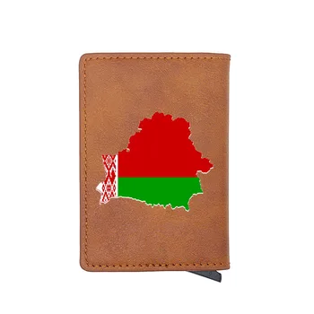 

Map Of The Republic of Belarus Printing RFID Blocking Men's Credit Card Holder Leather Bank Card Wallet Case Protection Purse