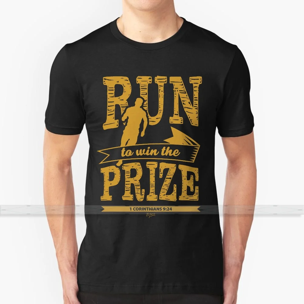 Christian T - Shirt : Run To Win The Prize 2 Custom Design Cotton For Men Women Summer Tops Goal | Мужская одежда