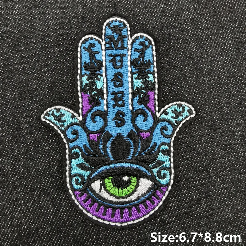 Rock n Roll Bestickt Patch für Kleidung Nähen Liefert Dekorative Abzeichen Grotesk Schädel Palm Bügeln Aufkleber Kleidung Patches – Detail 17
