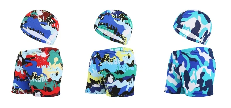 Плавки для маленьких мальчиков с шапками для плавания, купальный костюм с героями мультфильмов детские плавательные шорты детская пляжная одежда для купания шорты для бассейна