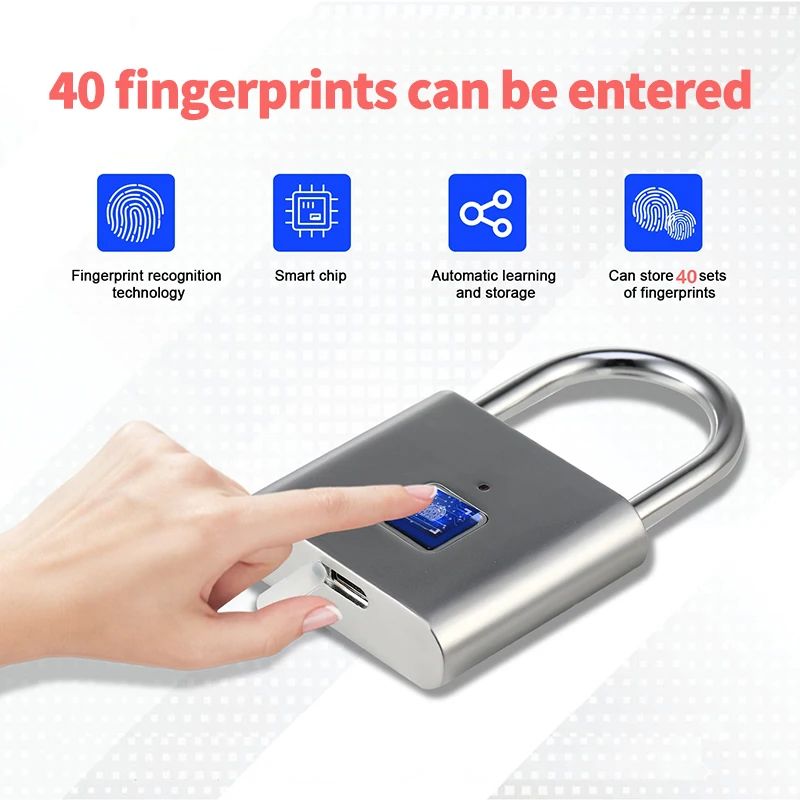 

OKLAR Fingerprint Lock Smart Padlock Security Keyless Portable Anti-Theft Fingerprint Lock For Bag suitcase gates bicycle