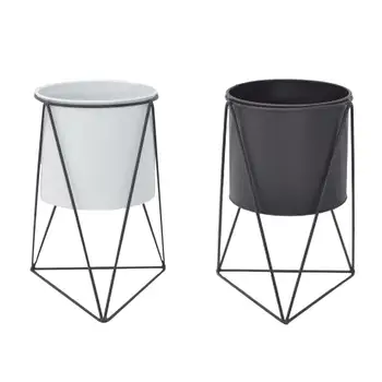 

Geometric Flower Pot Home Living Room Decoration Ornaments Simple Wrought Iron Flower Stand Potted Planting Storage Rack