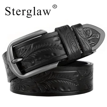 

110-125*3.8cm Man's casual black pin buckle genuine leather belt men jeans 2020 men Three-dimensional embossing belt Men's C254
