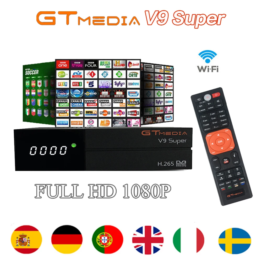 GTMEDIA V9 супер H.265 Satelite ТВ приемник DVB-S2 встроенный wifi+ 1 год Испания Франция cccam скорость работы спутниковый декодер