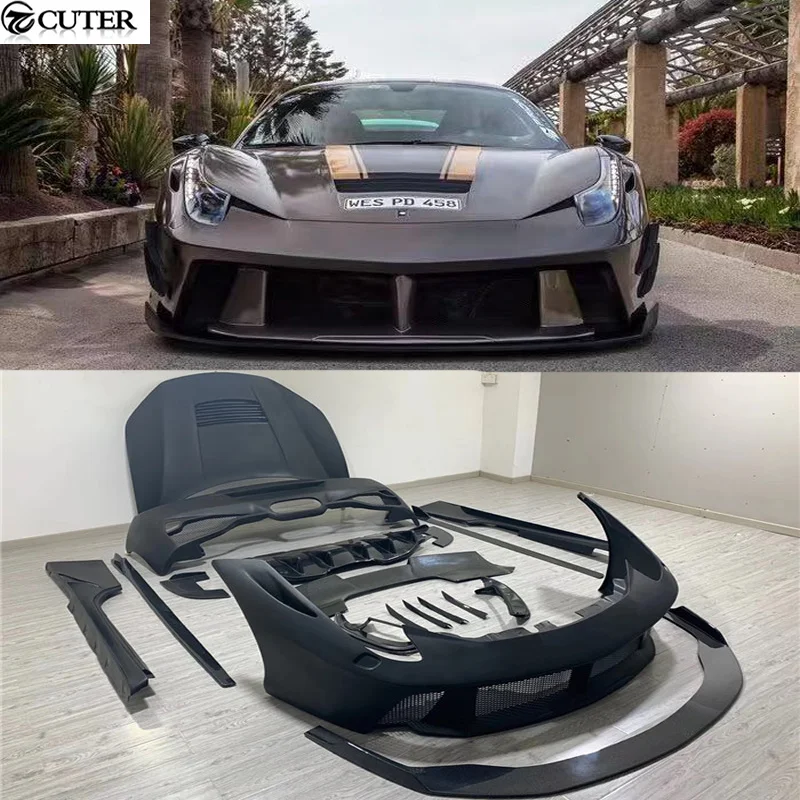 458 Carbon Fiber Frp Front Bumper Lip Rear Diffuser Side Skirts Engine Hood for Ferrari Pd Style Car Body Kit | Автомобили и