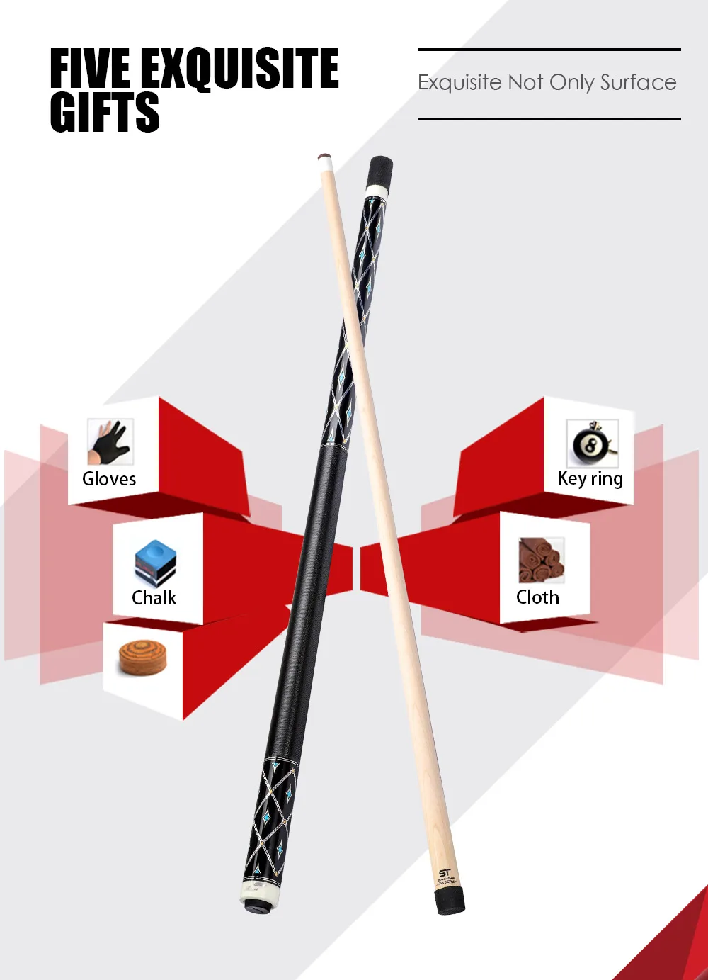 FURY GC1-5 Billiard Pool Cue Stick with Case 13mm Tip Billiard Cue Stick Kit for Champion Professional Athlete with Many Gifts
