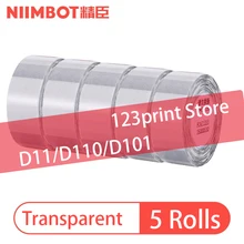 NiiMBOT – étiquette autocollante thermique transparente D11/D110, papier autocollant imperméable pour imprimante JC, 5 rouleaux