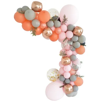 

1 Set 5M Latex Balloons Garland Chain Pink Gray Orange Balloons Arch Kit for Baby Shower Birthday Party Wedding Decor Wall