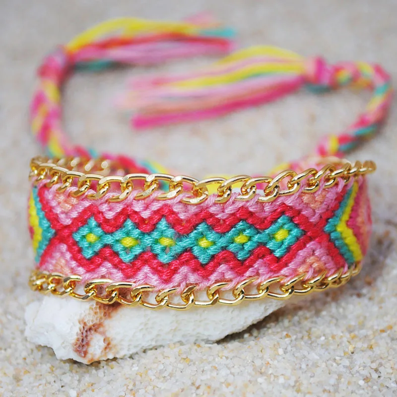 Boho paint красочные Каури Seashell цепи звено границы ручной работы браслет для женщин Femme Восточной Европы Стиль Ювелирные изделия с кистями группа