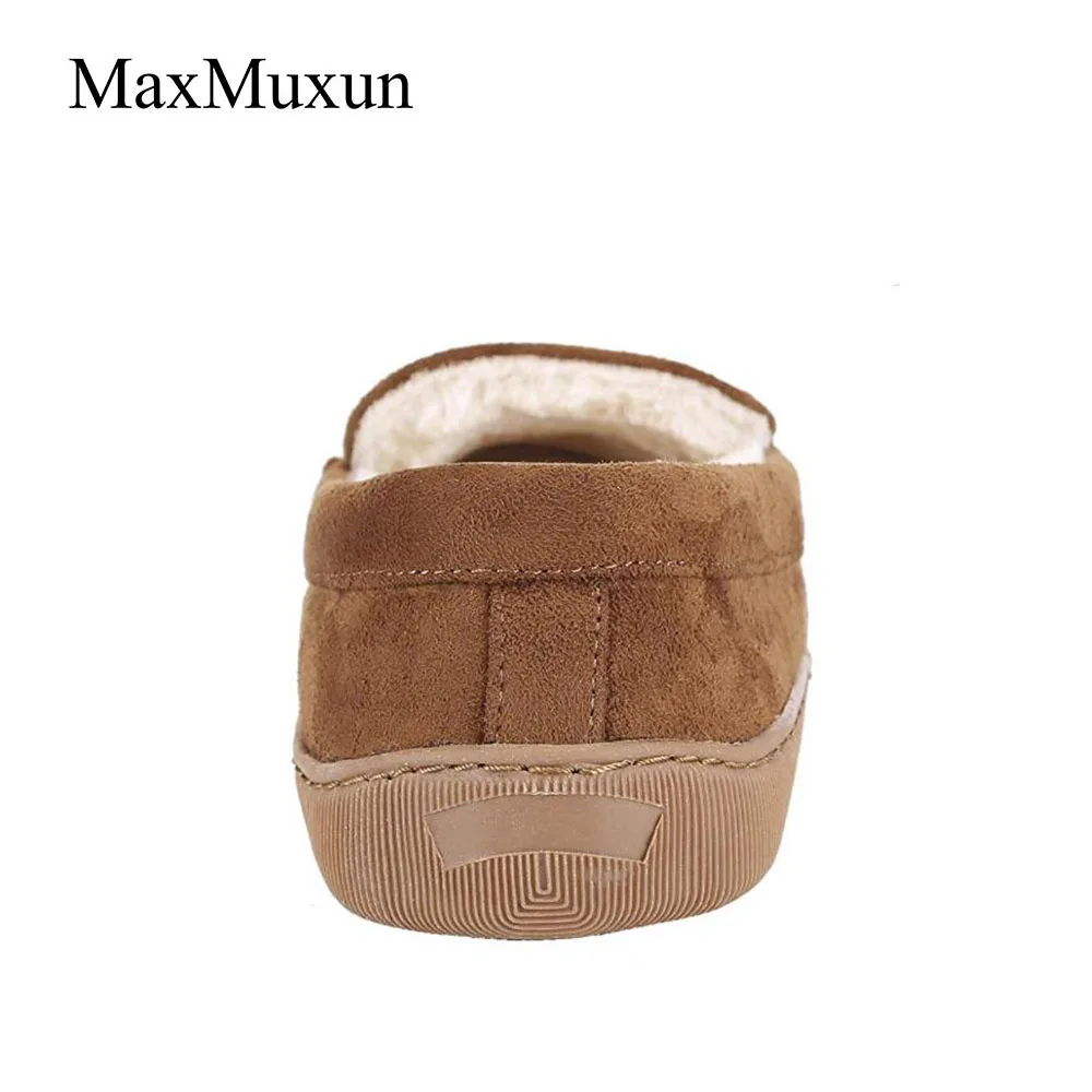 MaxMuxun/Женская обувь для влюбленных пар; лоферы с искусственным мехом; мокасины; удобные слипоны; тапочки; Цвет Черный; большой размер 43