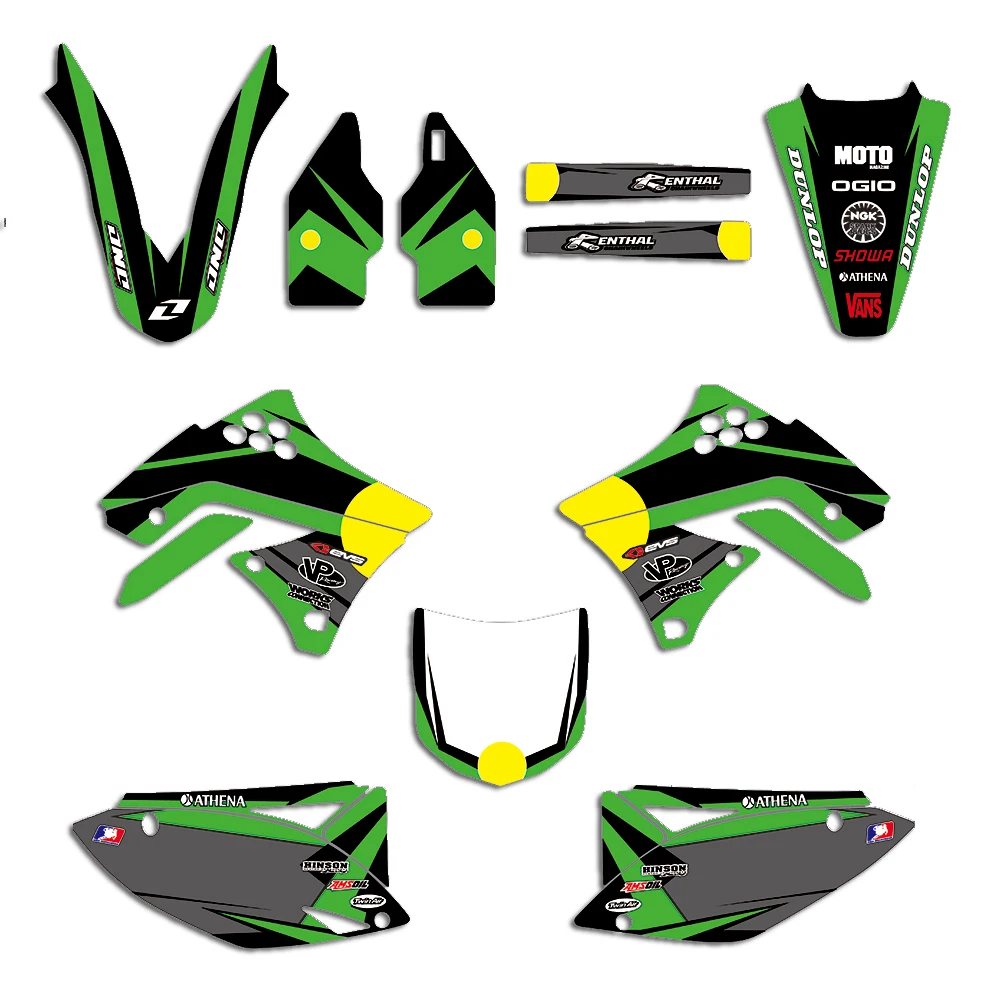 

Motorcycle Decal For Kawasaki KX250F KXF250 2009-2012 Full Set Graphics Background Stickers For Kawasaki KX 250F KXF 250 2010