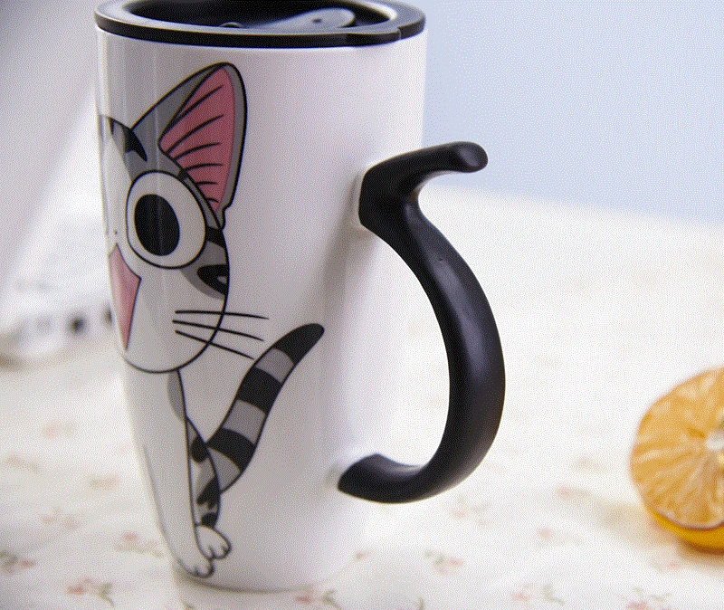 Милый Кот керамическая кружка с крышкой большая емкость 600 мл кружки кофе молоко чай чашки Новинка подарки