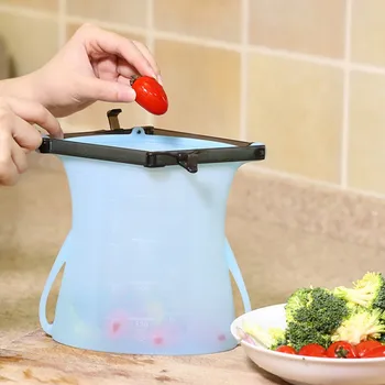 

Silicone Fresh Bags Reusable Sealed Storage Refrigerator Bags Vacuum Sealer Storage Bag Kitchen Tools