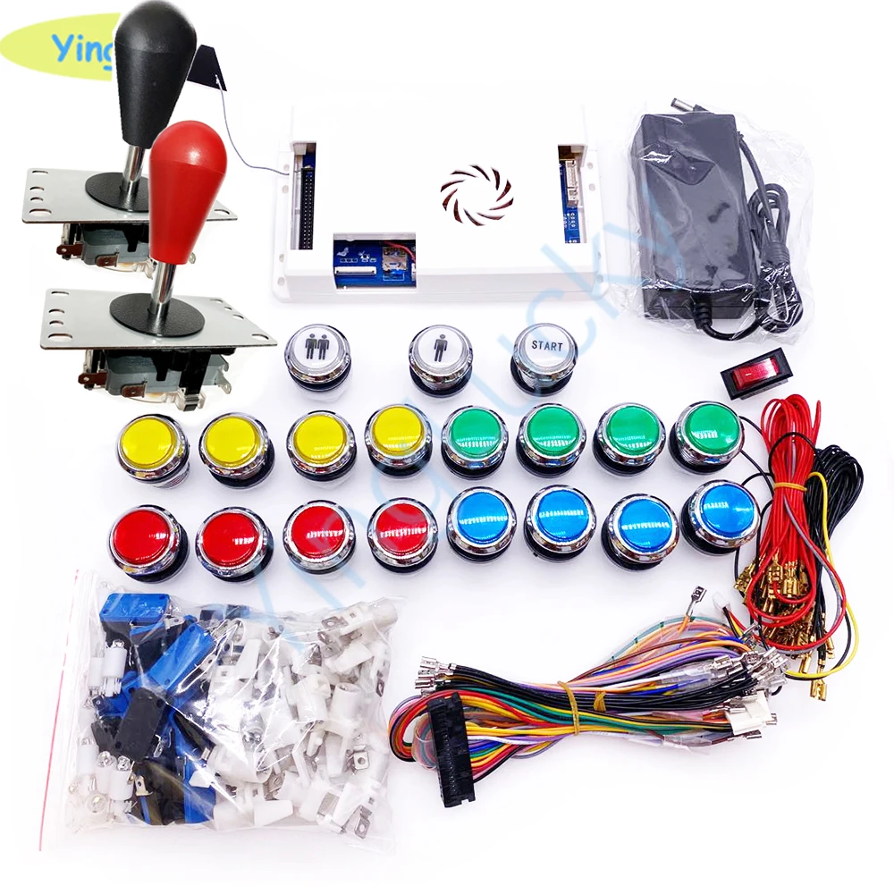 US $120.00 DIY arcade kit with 3d 4018 in 1 wifi board led arcade button copy sanwa joystick Power Adapter 40pin cable for pandora box