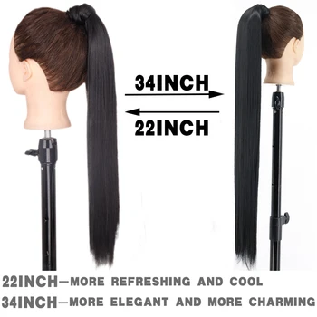 MERISIHAIR Long Straight Wrap Around Clip In Ponytail Hair Extension Heat Resistant Synthetic  Pony Tail Fake Hair 2