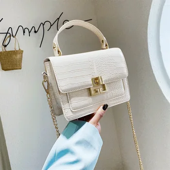 

Square Sling Bag Women's Bag 2020 Spring and Summer New Fashion Casual Messenger Bag Crocodile Chain Shoulder Bag