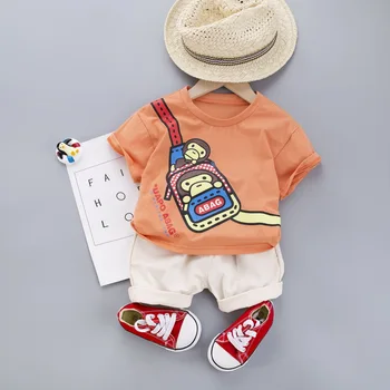 

Toddler Baby Boy Girls Clothing Sets Kids Infant Cotton Cartoon Monkey Tops T-Shirts+short Pants Summer Children Clothes Set
