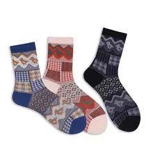 1 пара, повседневные носки в национальном ретро стиле, Нескользящие дышащие хлопковые носки с принтом, спортивные носки для велоспорта, бега для женщин и мужчин