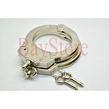

Professional Chrome-Nickel Plated Steel Handcuffs Use 2 Keys Double Lock Erotic Accessories New In Box 286 Gram