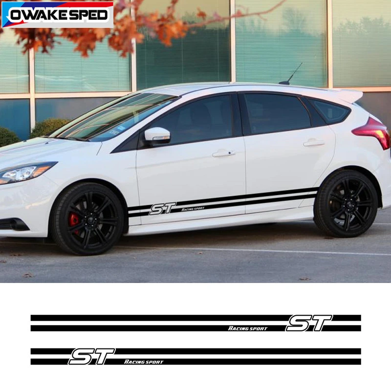 Спортивные полосы для Ford Focus ST Racing двусторонние наклейки на боковые двери