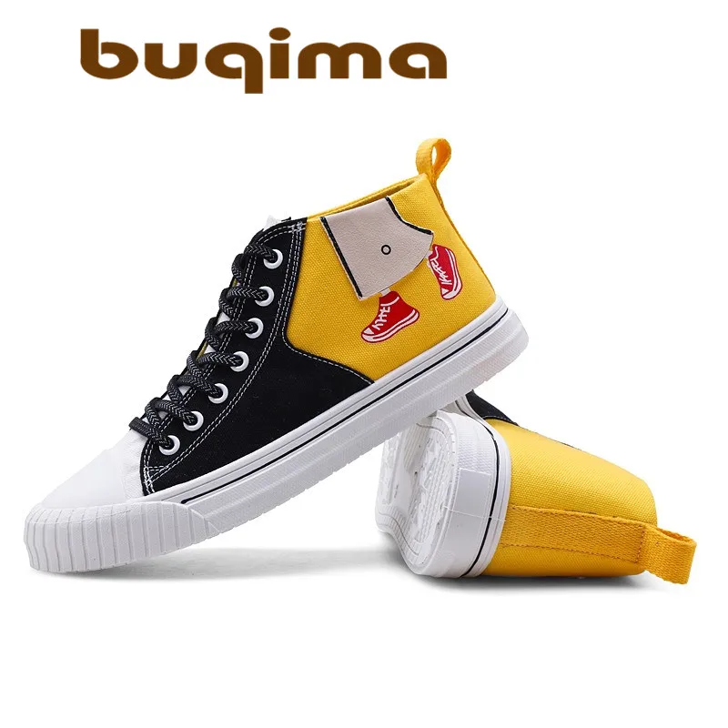 

Buqima men's canvas shoes sneakers student shoes small white shoes casual wild to help shoes 2019 new