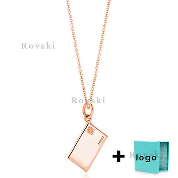 

XL TFX Rllen Popular Sterling Silver Rose Gold Small Envelope Necklace for Women's Party Jewelry Wholesale Free Shipping.