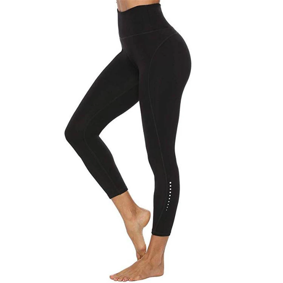 

GECKATTE Black Fitness Leggings Women Solid Workout Legging High Waist Ninth Pants Elasticity Gym Wear Quick Drying Activewear