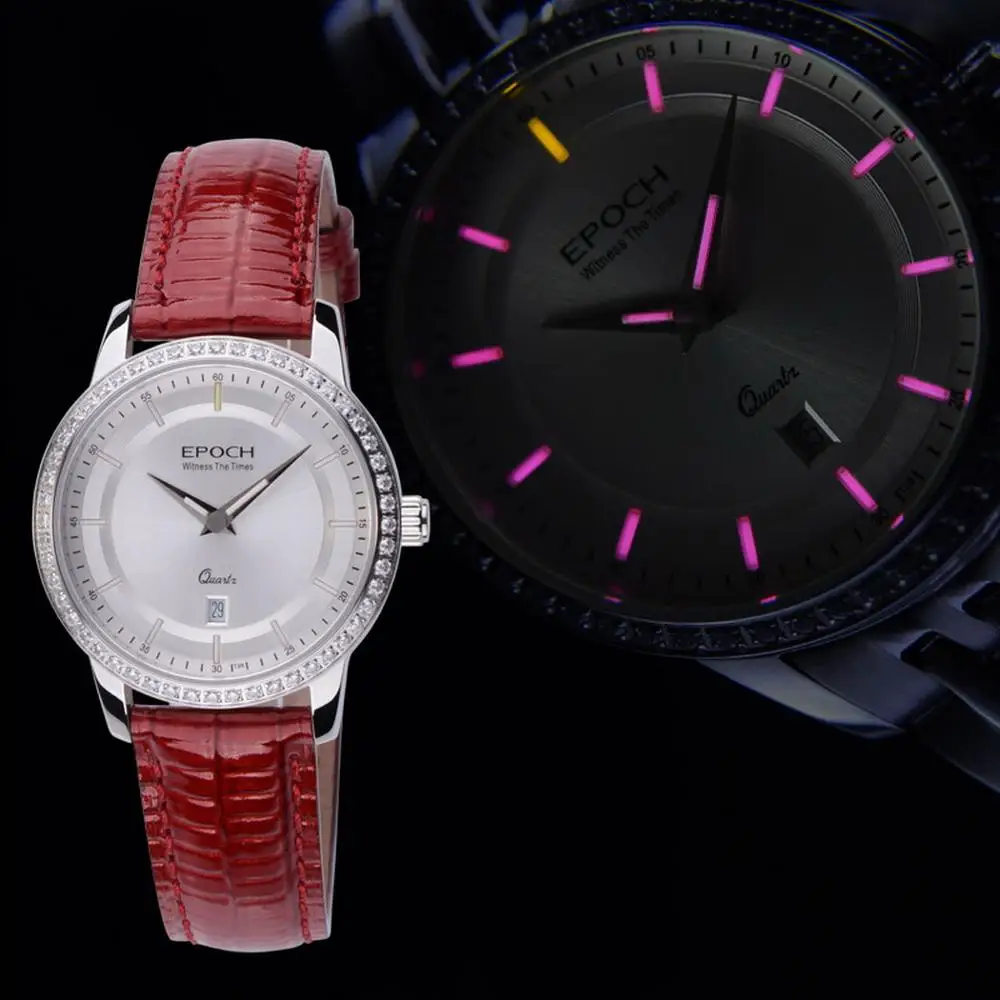 Женские часы, женские наручные часы EPOCH Роскошные тритиевые светящиеся водонепроницаемые женские кварцевые наручные часы relogio femino 6023L
