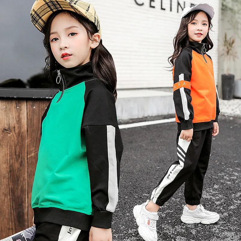 

Girls Fall Clothing 2019 New Design 2pcs Tracksuit Fashion Girls Streetwear Active Sportwear 6 8 10 14Y Fall Outfits for Girls