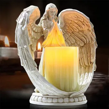 

EUROPEAN STYLE VINTAGE CANDLESTICK ANGEL ELECTRONIC CANDLE HOLDER RETRO HOME DECOR ORNAMENT LIVING ROOM WEDDING DECORATION