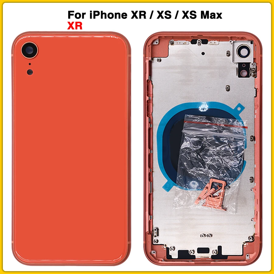 Чехол с полным корпусом для iPhone XS Max XR батарея задняя крышка Дверь задняя крышка+ шасси средняя рамка без гибкого кабеля+ sim-карта