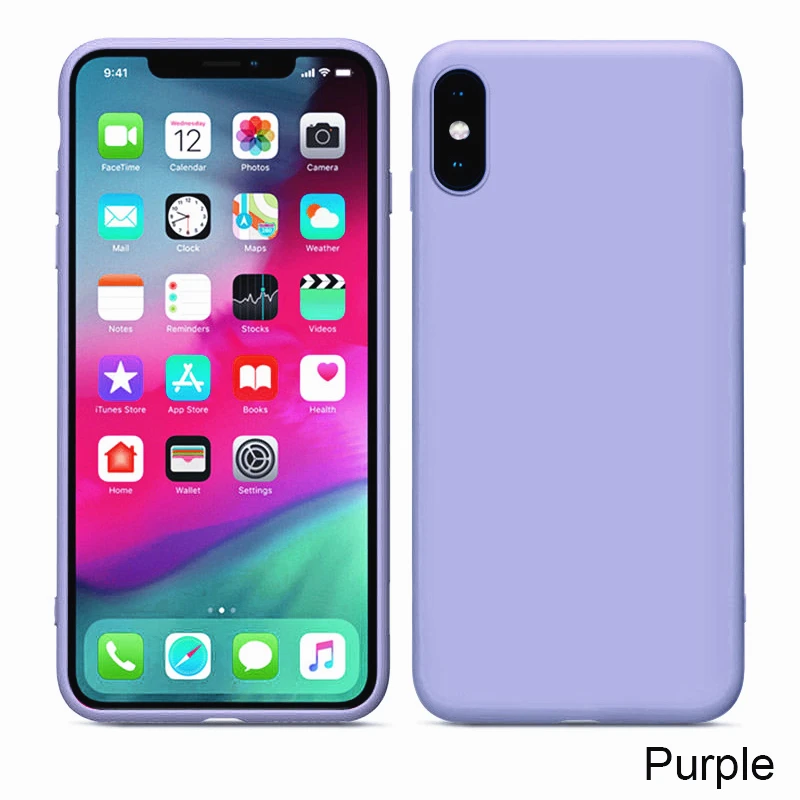 purple Однотонный силиконовый чехол для iPhone 6, 6s plus, 6, 6s, 7 plus, 8 plus, 7, 8, чехол для Apple, Xs Max, Xr, X, XS, чехол для телефона - Цвет: purple