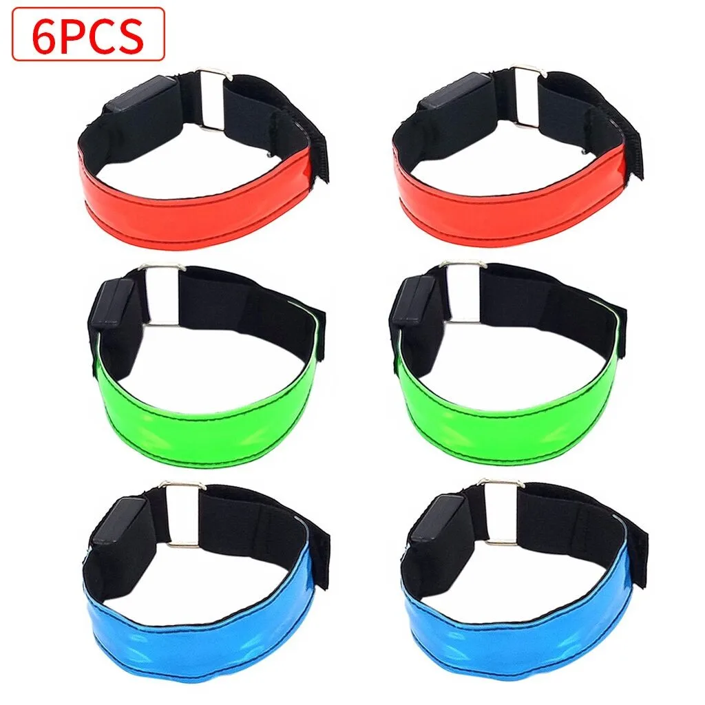 LED Slap Armband Lights Glow Band Strap for Running Cycling Jogging 6-Pack Nylon Sports Wrist Luminous Toy | Спорт и развлечения