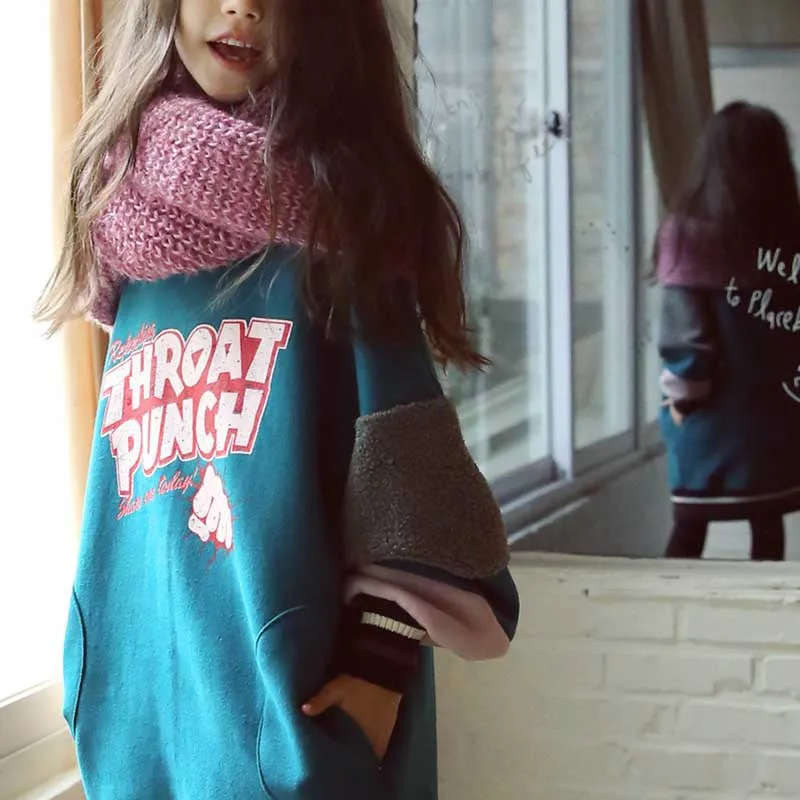 Cena Dla dzieci sukienka z kapturem dziewczyny bluza sukienka 2019 na co dzień dla dzieci zima bluza ciepłe dzieci bawełniane maluch dziewczyna ubrania