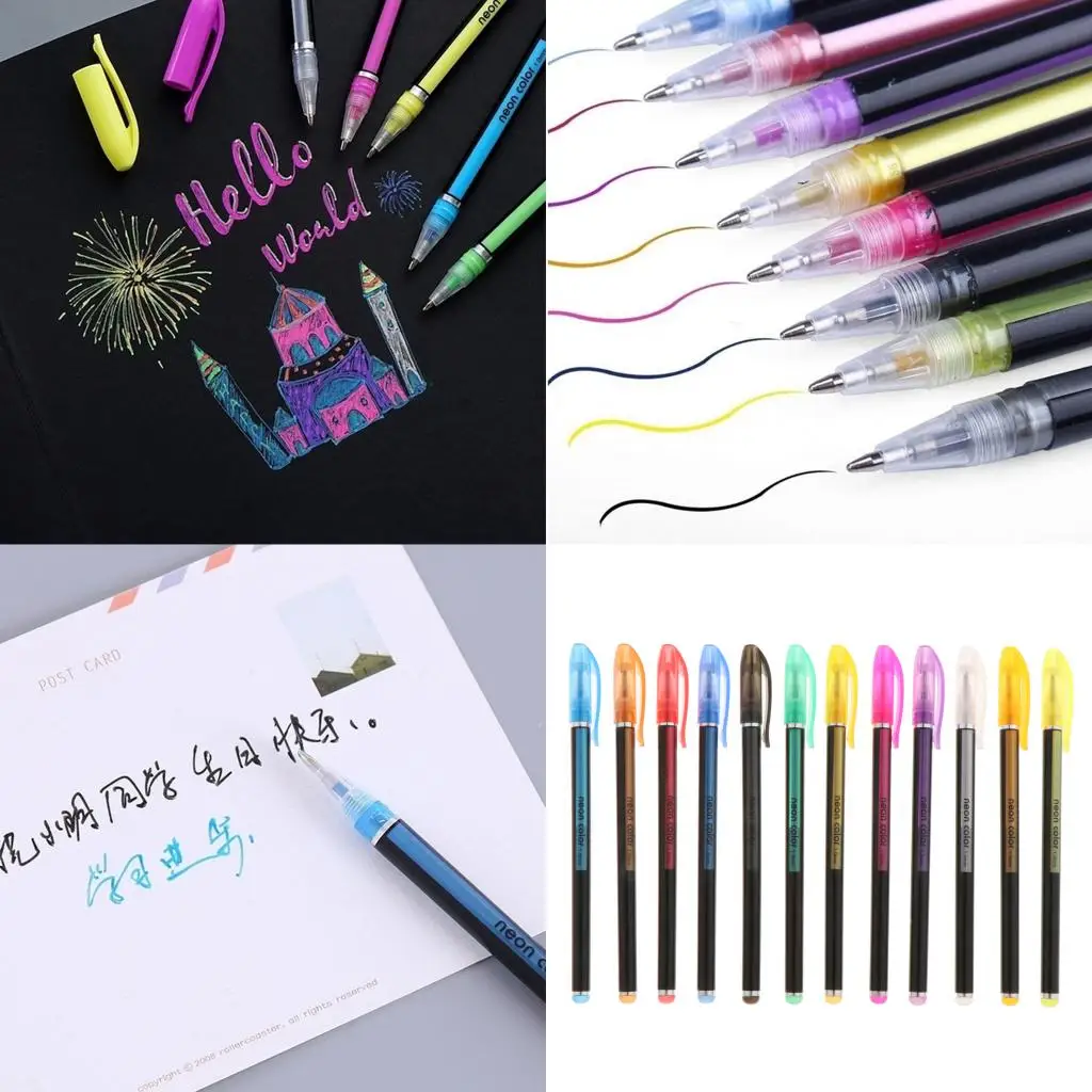 Gel Pens Set Colored Pen Fine Point Art Marker Pen Highlighter Pen 12 Colors