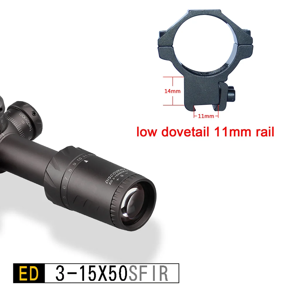 Обнаружение ED 3-15x50 SFIR тактическая оптика охотничий Riflescope чрезвычайно низкий хроматический дисперсионный первая фокальная плоскость винтовка Сфера - Цвет: low dovetail 11mm