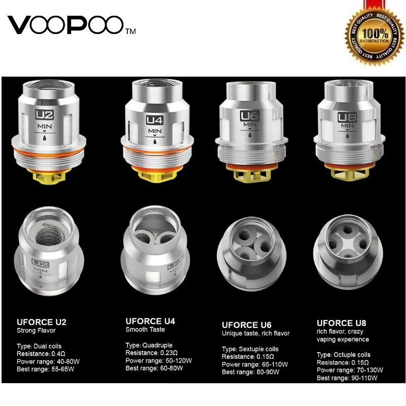 30 шт./лот, VOOPOO UFORCE катушка для VOOPOO, комплект для VOOPOO, мини-набор, атомайзер, ядро U2/U4/U6/U8/N1/N2/N3/R1/D4/P2, сетчатая Vape катушка