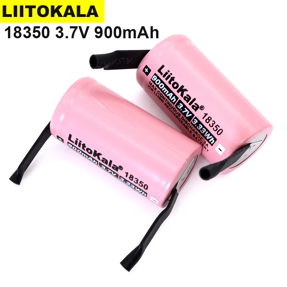 Перезаряжаемая литиевая батарея Liitokala ICR 18350 900 мАч 8A 3 7 в цилиндрическая лампа