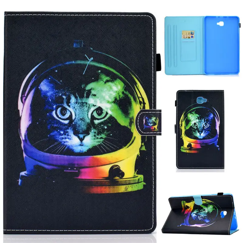 S039 SM-T585 чехол для планшета для samsung Galaxy Tab A A6 10," SM-T580 T580 T585 T585N, умный чехол, чехол с мультяшным котом+ пленка+ ручка - Цвет: S039