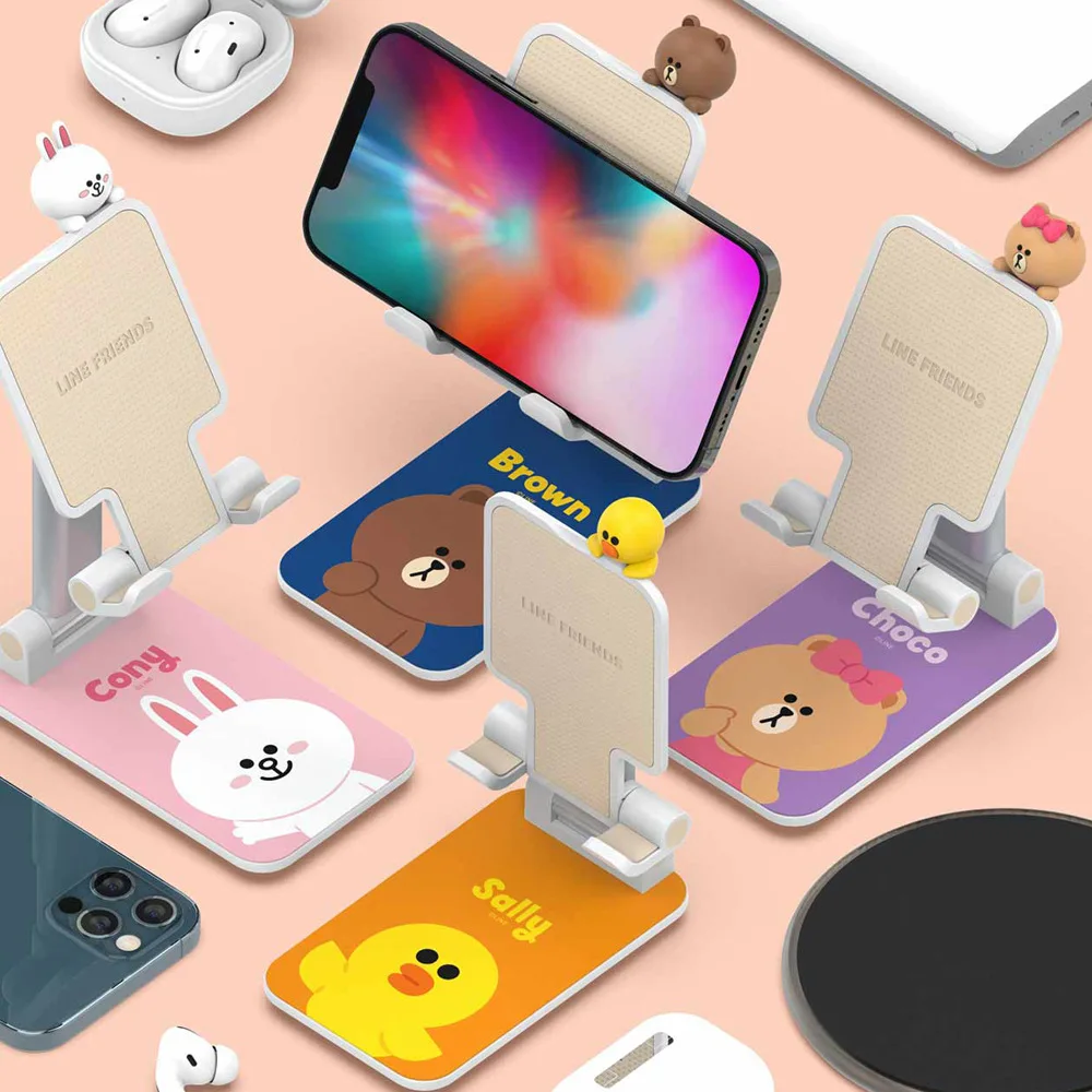 Korean Line Friends Brown Bear Kenny Rabbit Mobile Phone Stand Flat Lifting Bracket Lovely Cartoon Doll Holder | Мобильные телефоны
