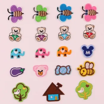 

100pcs/lot Small Embroidery Patch Bee Bear House Tree Jacket Backpack Kids Clothing Decoration Diy Iron Heat Transfer Applique