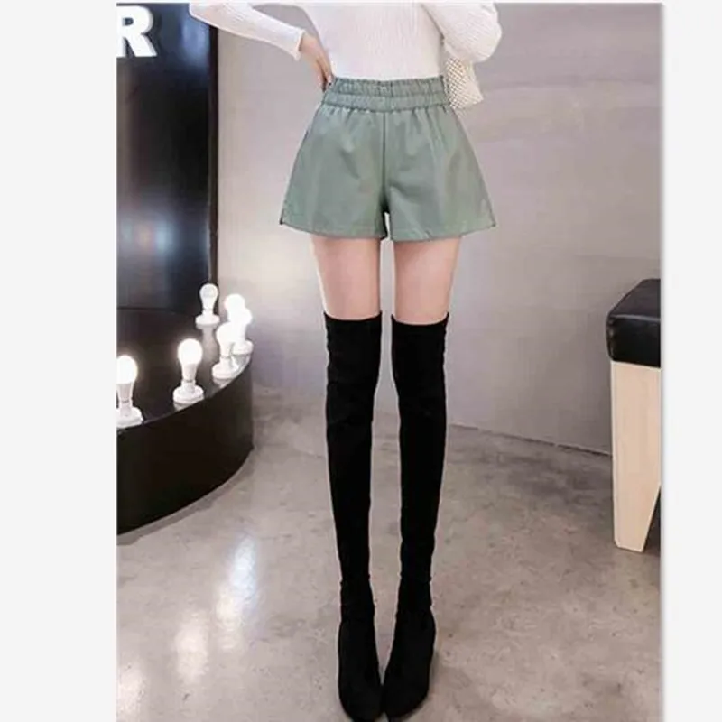 new hot shorts, Korean high waist PU shorts.Autumn winter faux leather shorts，sexy short pants，Fashion women's shorts