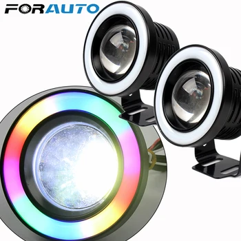 

FORAUTO 2pcs Car DRL Car Fog Lamps COB Light Source Daytime Running Lights Angel Eyes Universal Colorful Car-styling