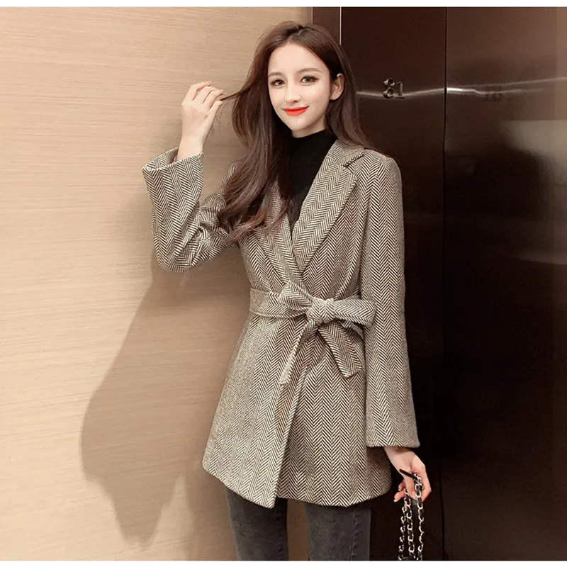 Hot Product Women Plaid Blazers and Jackets Work Office Lady Suit Slim Warm Business Female Blazer Coat Talever 3#15/10D50