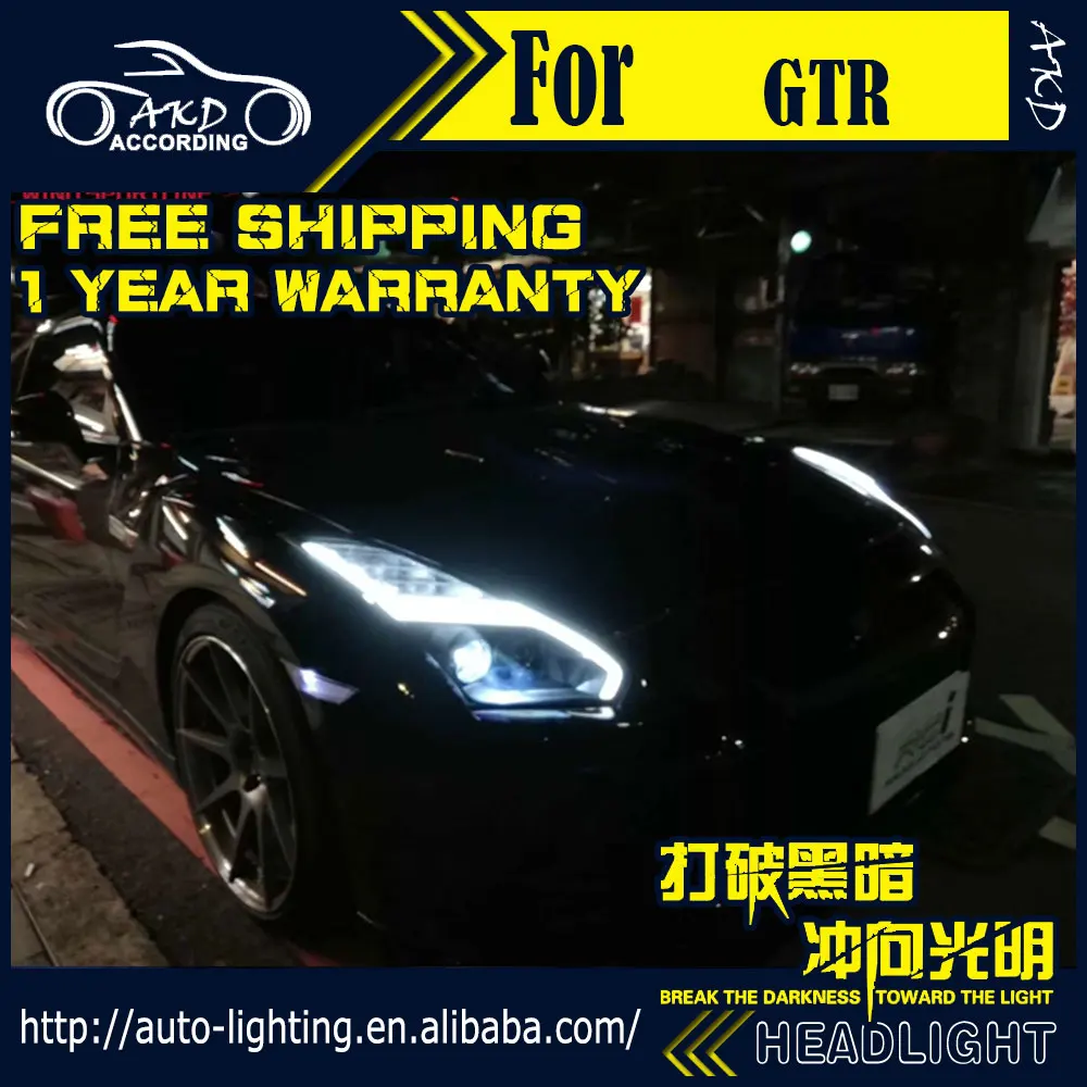АКД Автомобиль Стайлинг фара для Nissan GT-R фары 2009- GTR светодиодный фары Дневные ходовые огни H7 D2H Hid биксеноновые фары